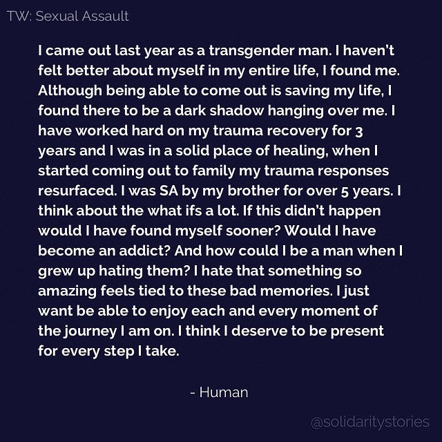 I came out last year as a transgender man.