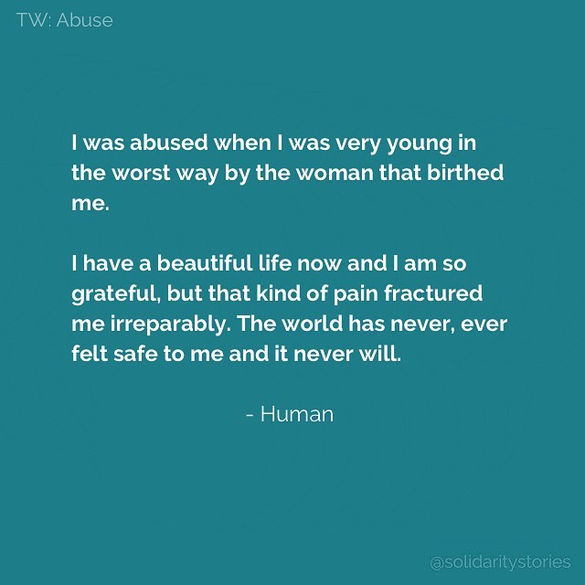 I was abused when I was very young in the worst way by the woman that birthed me.